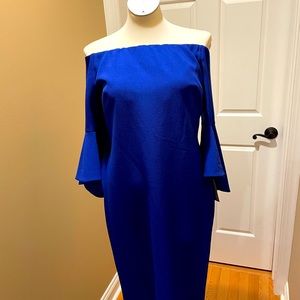 NWT Chelsea28 Womens Royal Blue Off the Shoulder MIDI Dress 12